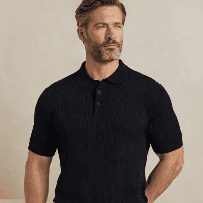 Camiseta tipo polo de hombre de tricot