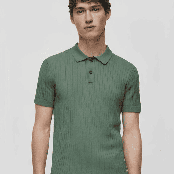 Camiseta tipo polo de hombre de tricot