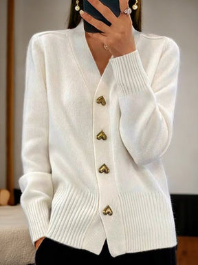 Cárdigan de botones de lana sintética lisa para mujer, casual de invierno