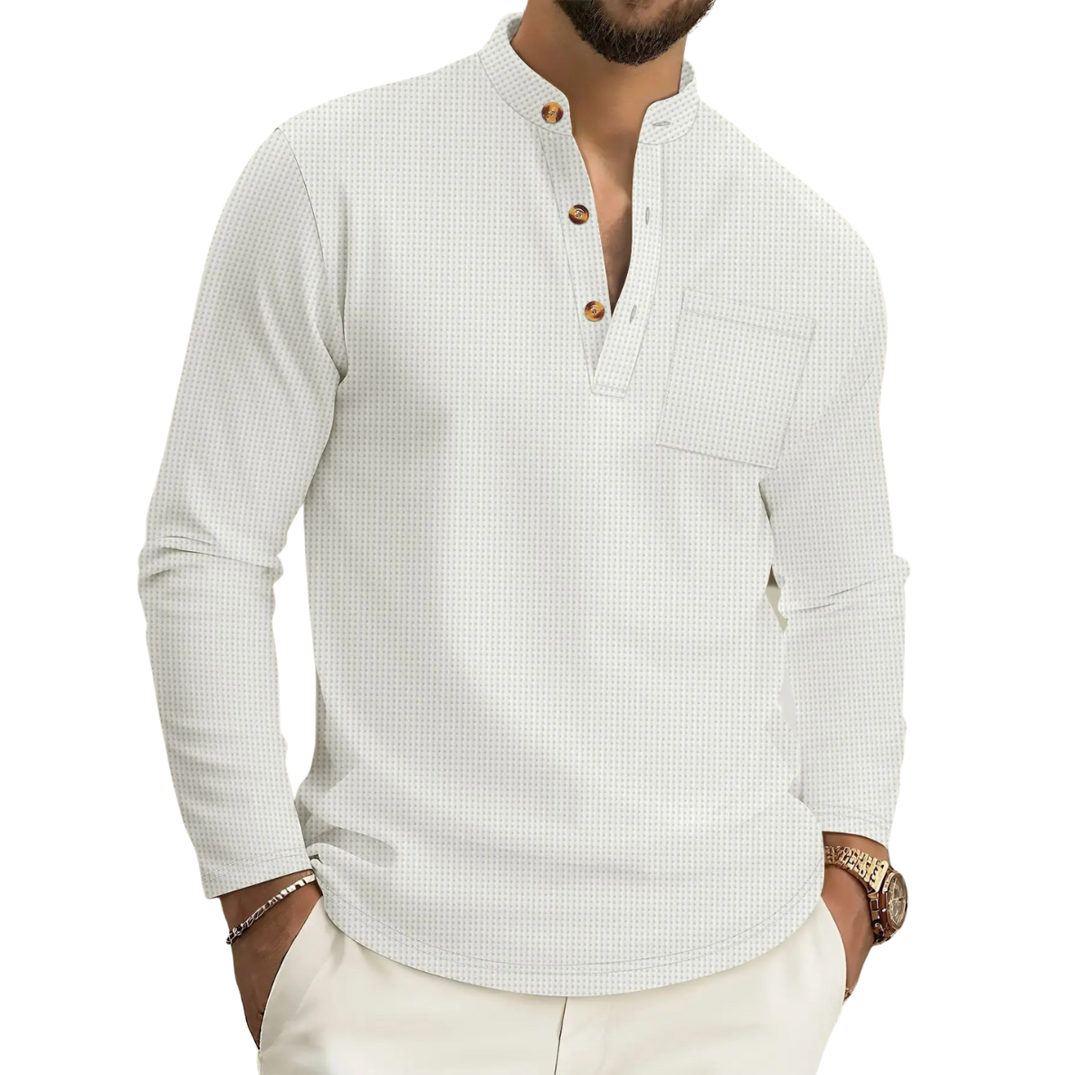 Thogo | Camisa Texturizada De Cuello Alto Para Hombre