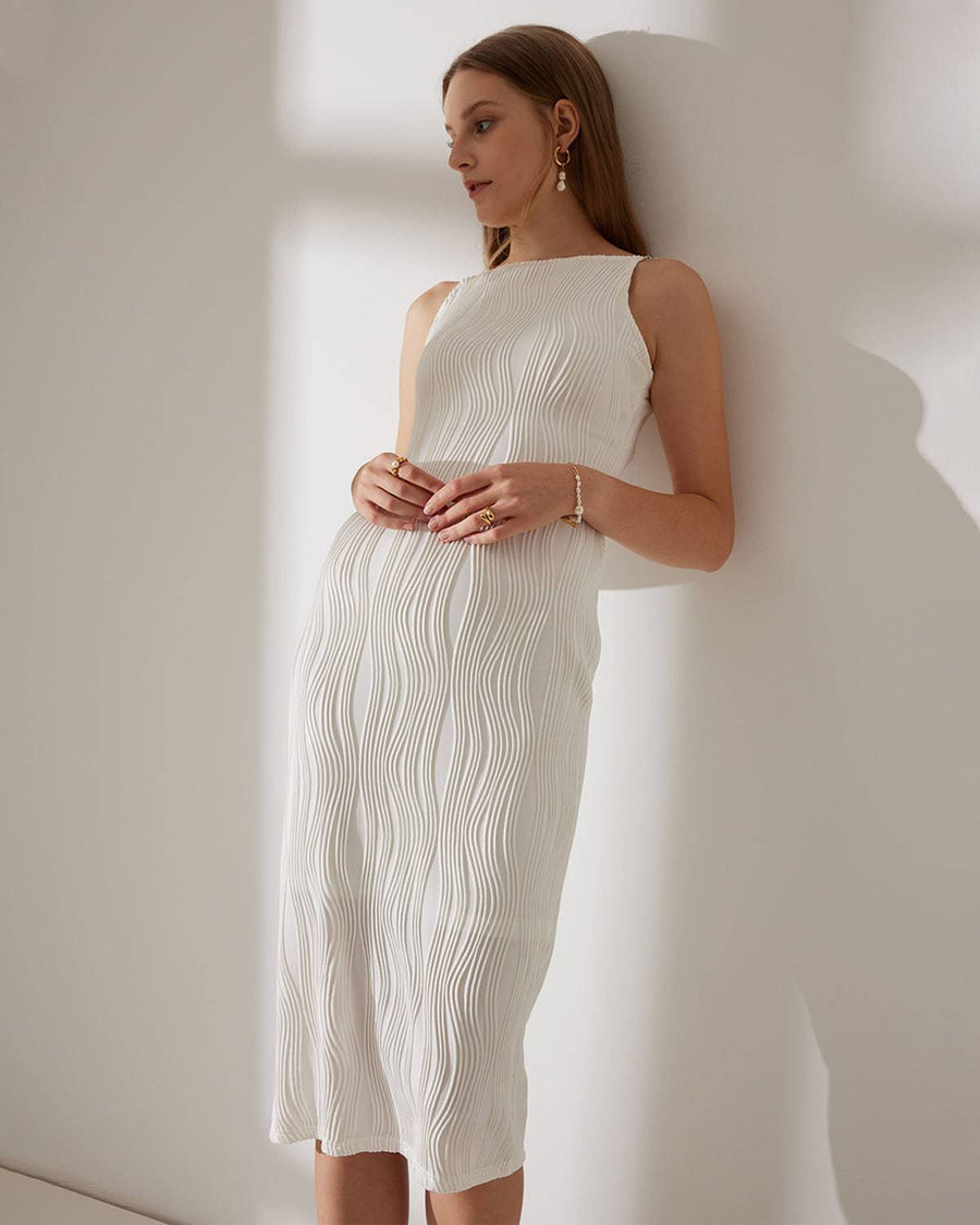 Vestido camisola texturizado com efeito ondulado da água