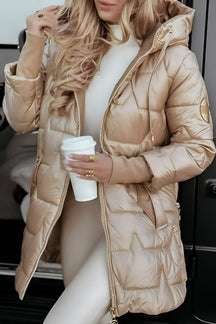 Mageina - Elegante Abrigo De Invierno Con Capucha y Acolchado