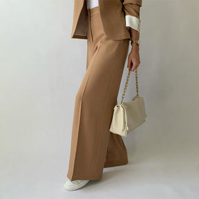 Conjunto de 2 piezas para mujer: Chaqueta elegante con cuello alto y pantalón