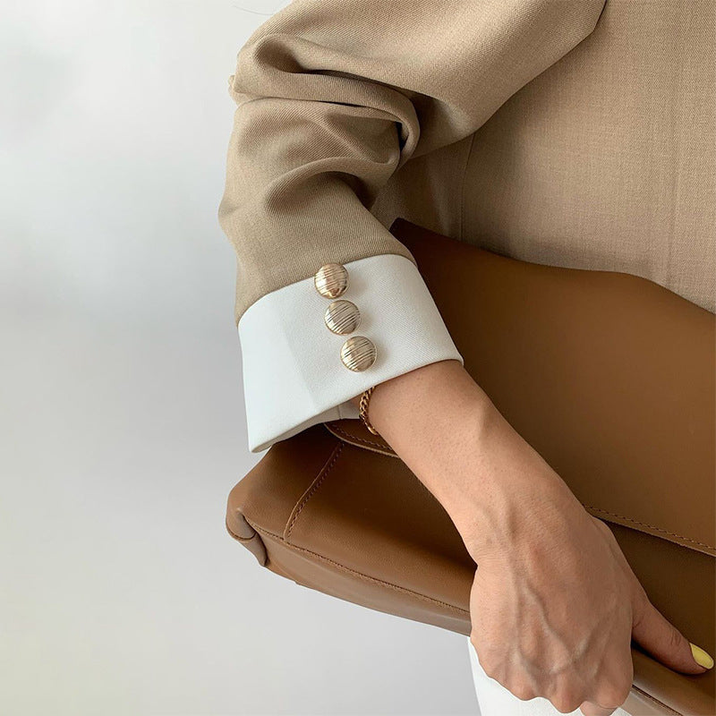 Conjunto de 2 piezas para mujer: Chaqueta elegante con cuello alto y pantalón