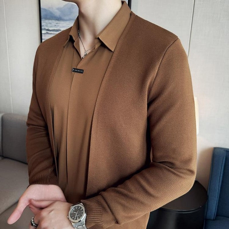 Top casual de dos piezas falso de color sólido para hombre