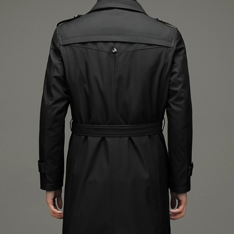 Abrigo trench casual para hombre con cremallera y solapa, forro desmontable