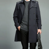 Abrigo trench casual para hombre con cremallera y solapa, forro desmontable