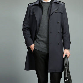 Abrigo trench casual para hombre con cremallera y solapa, forro desmontable