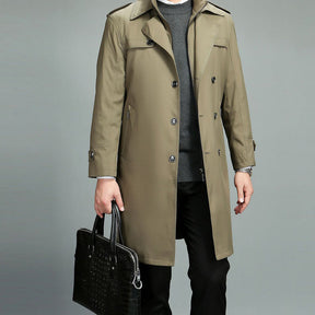 Abrigo trench casual para hombre con cremallera y solapa, forro desmontable