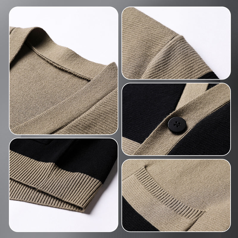 Cardigan de Punto a Rayas con Botones para Hombre