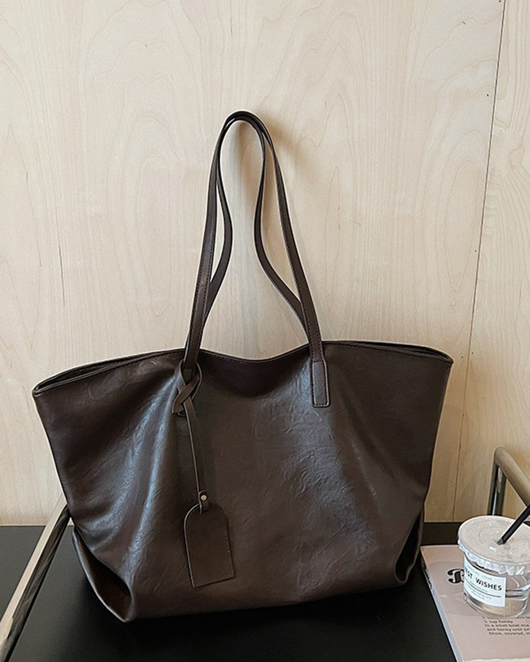 Bolso de cuero PU color café